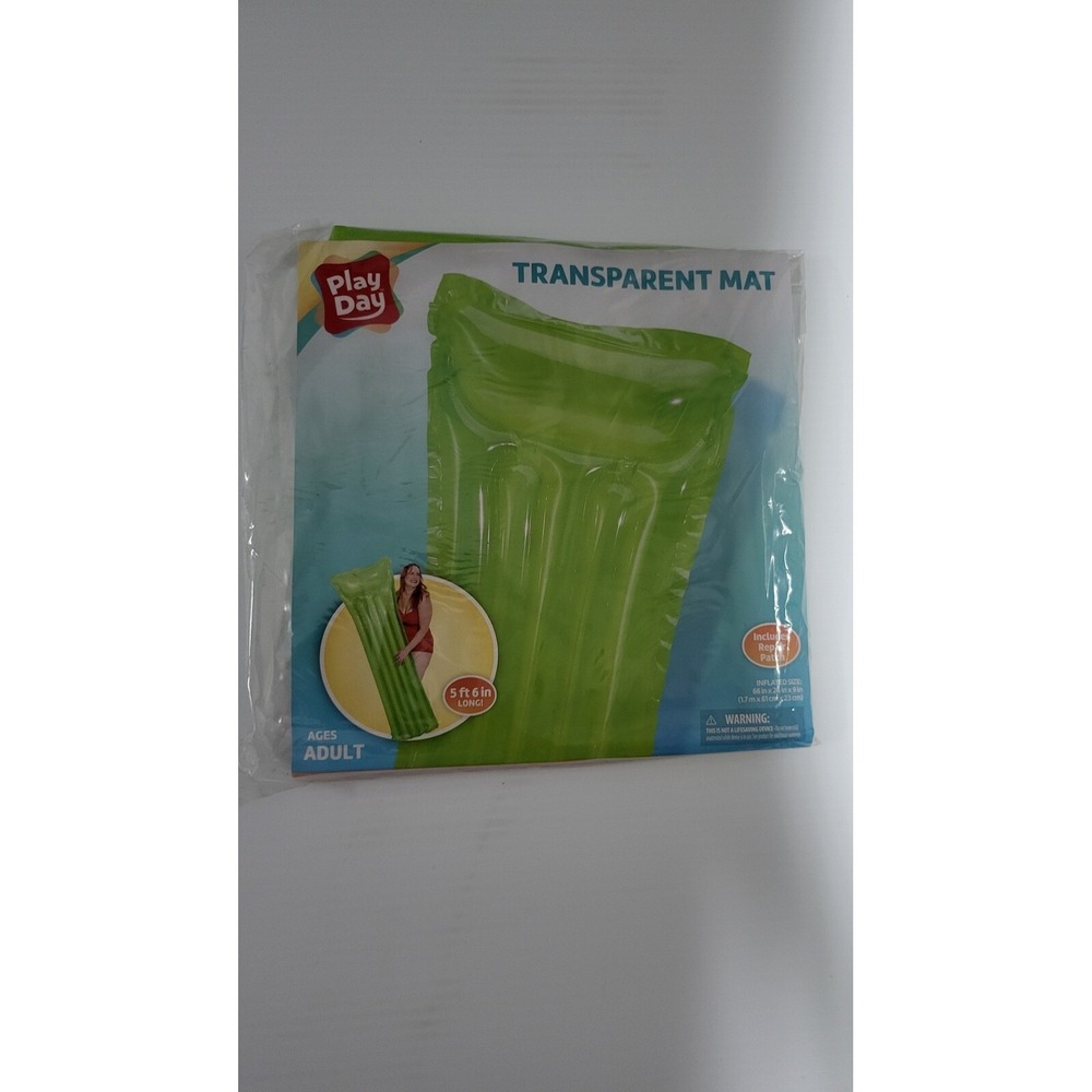Play Day Transparent Inflatable Pool Float Mat Adult Size 69x33.5 - Picture 5 of 6